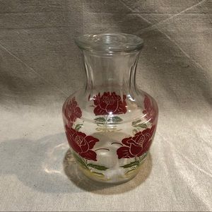 ❤️ Vintage Hocking Anchor Red Rose Carafe and Lid